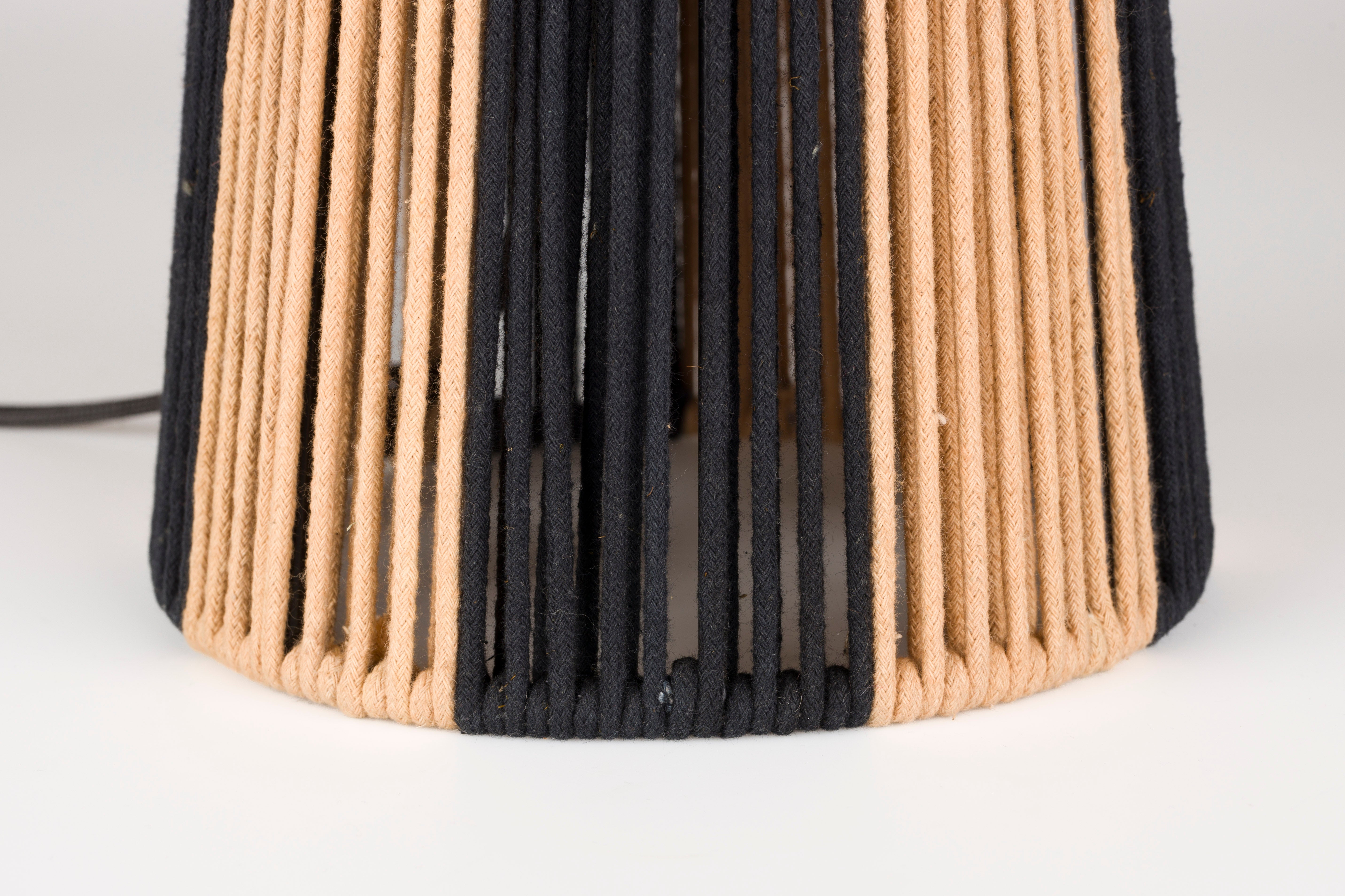 Bold Monkey Stripe It Up Black & Natural Rope Table Lamp